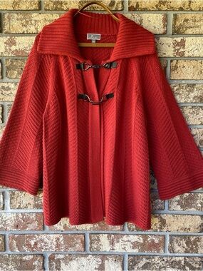 JM Collection Cardigan Cable Knit Sweater Flared Sleeves Size XXL Excellent!
